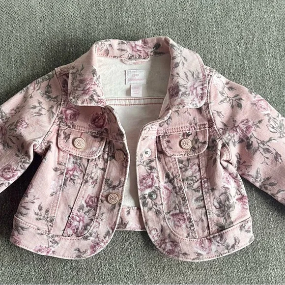 GAP Pink Floral Jean Jacket - Picture 1 of 3